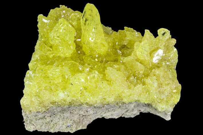 Bright Yellow Sulfur Crystals on Matrix - Bolivia #104767